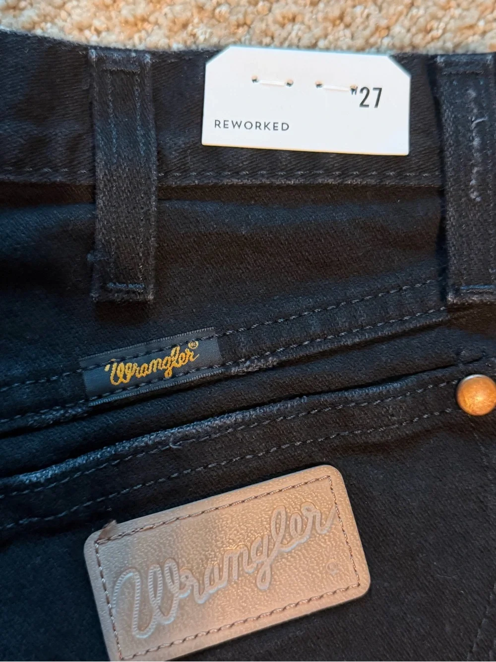 Wrangler Black Frayed Denim Cutoff Shorts